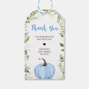 Favorittaggar för Greenery Blue Pumpkin Baby Showe Presentetikett