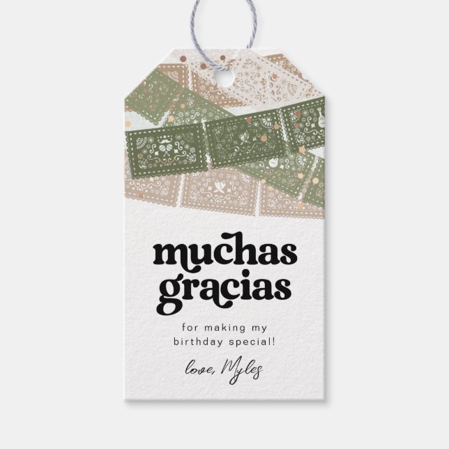 Favorittaggar för grönt Fiesta Birthday Presentetikett (Framsidan)