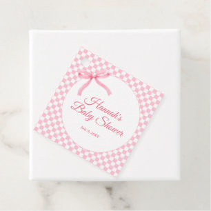 Favorittaggar för modern Rosa Bow Checkered Baby S Gåvor Etiketter