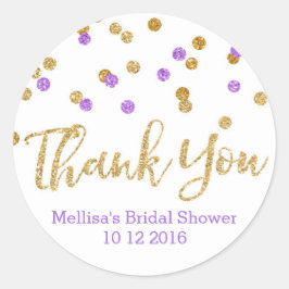 Favorittaggar för Möhippa för guld Lila-konfetti Runt Klistermärke