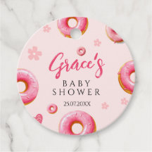 Favorittaggar för rosa Donut Round Baby Shower