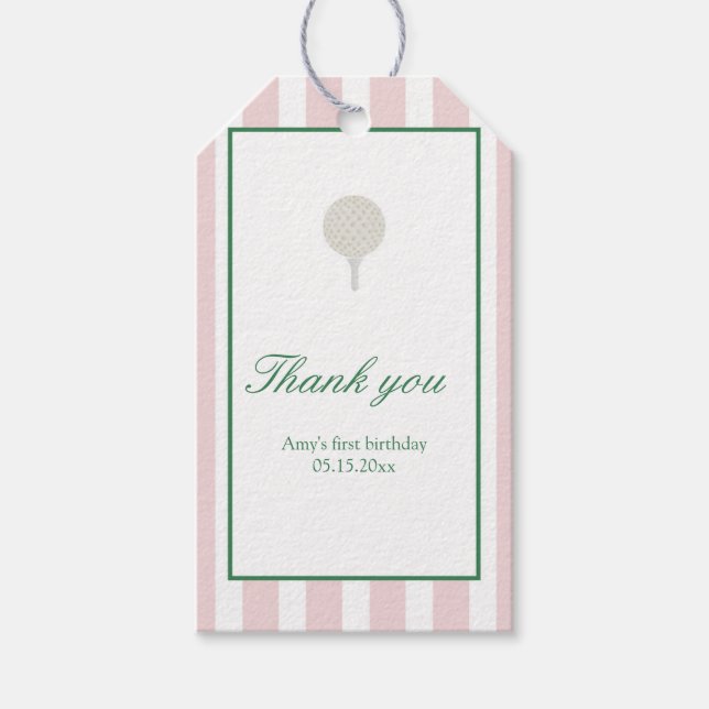 Favorittaggar för rosa Golfrektangel Presentetikett (Framsidan)