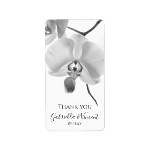 Favorittaggar för svarta vita Orchids Bröllop Tack Adressetikett