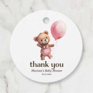 Favorittaggar för tack Nalle Girl Baby Shower Gåvor Etiketter
