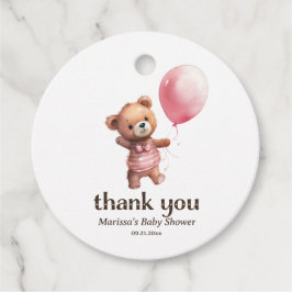 Favorittaggar för tack Nalle Girl Baby Shower Gåvor Etiketter