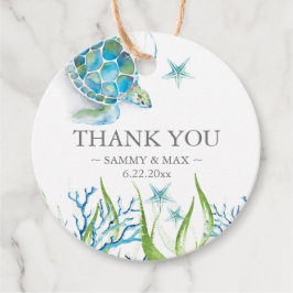 Favorittaggar för Tropical Watercolor Sea Turtle Gåvor Etiketter