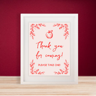 Favorittecken för Apple Hand plockade Baby Shower Poster