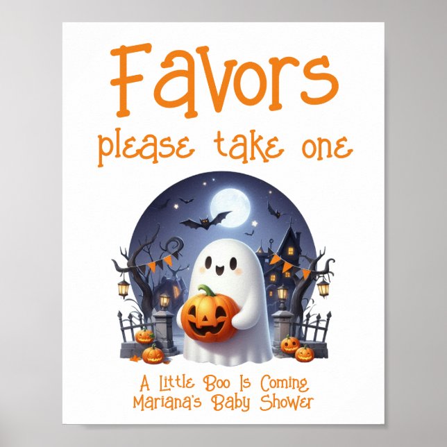 Favorittecken för Baby Boo Neutralt Baby Shower Poster (Framsidan)
