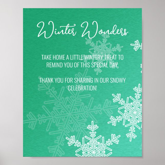 Favorittecken för Baby Shower Emerald Snöflingor Poster (Framsidan)
