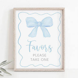 Favorittecken för babyskor för Coquette Blue Bow Poster