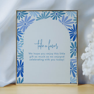 Favorittecken för Blommigt för blå och skalad åter Poster