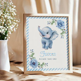Favorittecken för Blue Elephant Baby Shower - Vatt Poster