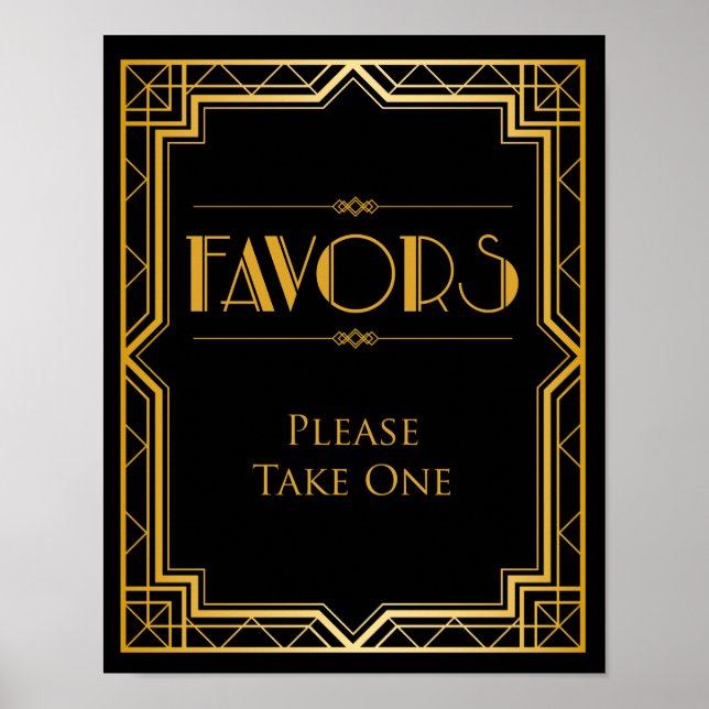 Favorittecken för Bord Bröllop | Gatsby Art Deco Poster (Framsidan)