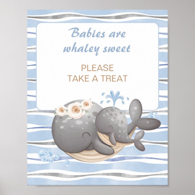 Favorittecken för Boy Nautical Whale Baby Shower Poster (Framsidan)