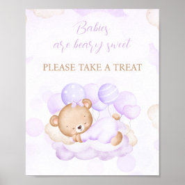 Favorittecken för Lila Bear Baby Shower Poster