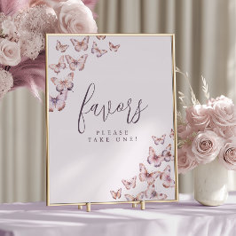 Favorittecken för lila- och Rosa Butterfly Baby Sh Poster
