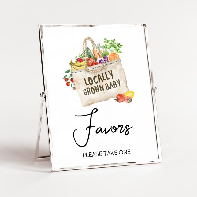 Favorittecken för lokalt växande babyvisningsprogr poster (Farmers Locally Grown Baby Shower Sign)