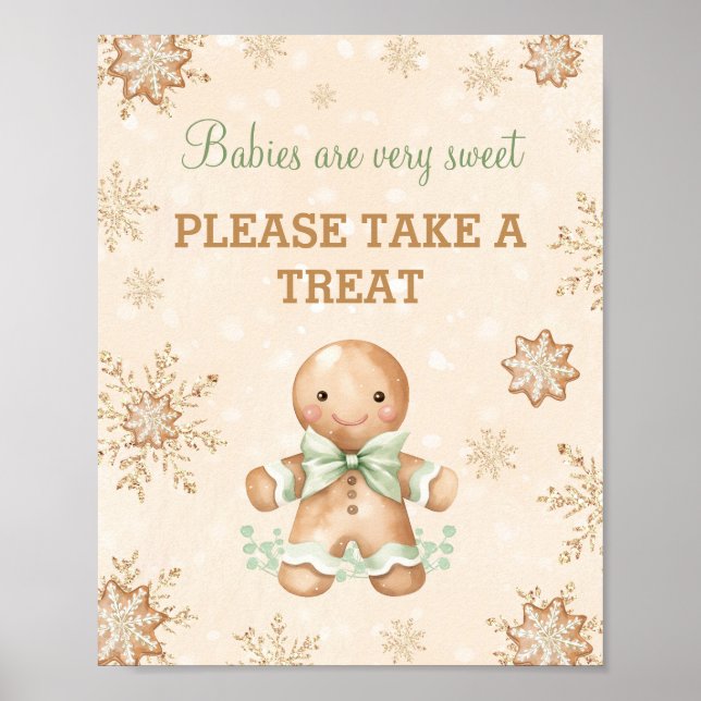 Favorittecken för pepparkaksgubbe Baby Shower Poster (Framsidan)
