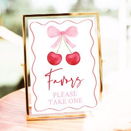 Favorittecken för rosa Bow Cherry Baby Shower Poster