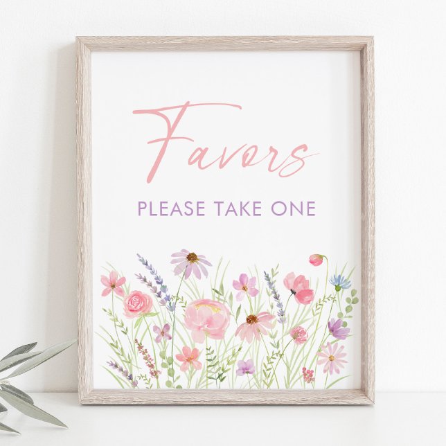 Favorittecken för rosa Pastel Wildblommor Baby Sho Poster (Skapare uppladdad)