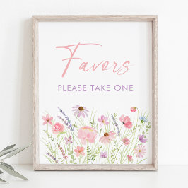 Favorittecken för rosa Pastel Wildblommor Baby Sho Poster