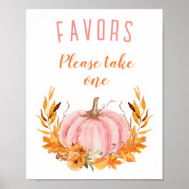 Favorittecken för rosa Pumpkin Fall Baby Shower Poster