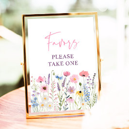 Favorittecken för rosa Wildblommor Baby Shower Poster