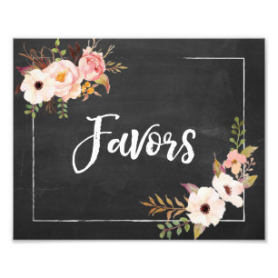 Favorittecken för Rustic Chalkboard Blommigt Bröll Fototryck