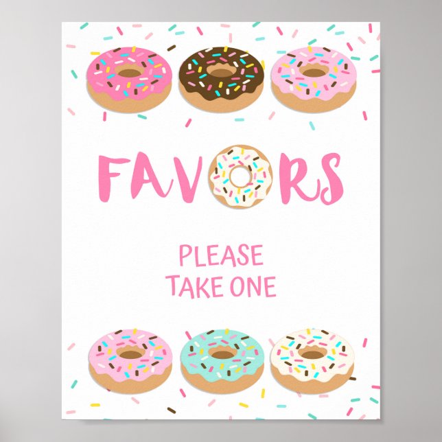 Favorittecken - Rosa Donut Sprinkle Shower-tecken Poster (Framsidan)