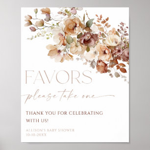 Favorittecknet boho faller brun rustik blommigt poster
