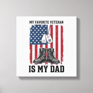 Favoritveteran är min pappa Patriotisk tröjd desig Canvastryck