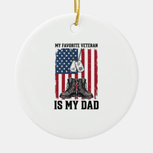 Favoritveteran är min pappa Patriotisk tröjdesign_ Julgransprydnad Keramik