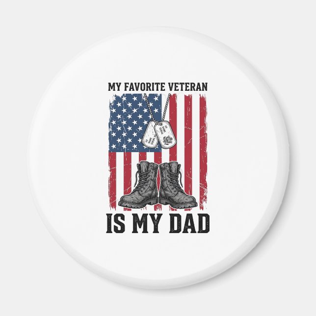 Favoritveteran är min pappa Patriotisk tröjdesign_ Magnet (Framsidan)