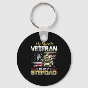 Favoritveteran är styvpappa flagga fäder veteraner nyckelring