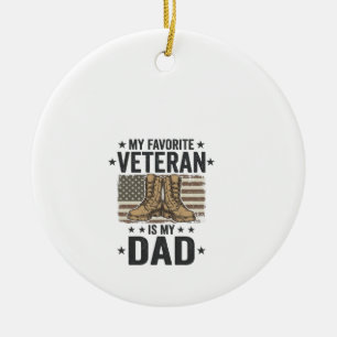 Favoritveteranpappa Patriotisk stridsstövlar t-shi Julgransprydnad Keramik