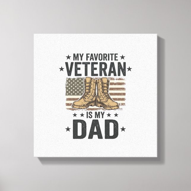 Favoritveteranpappapatriotiskstridsstövlarskjorta  canvastryck (Framsida)