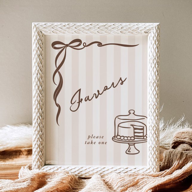 Favors Bebe Cafe Brown Bow Handdrawn Cake Poster (Skapare uppladdad)