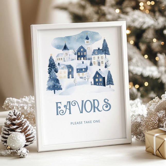 Favors Christmas village Winter Baby Shower Poster (Skapare uppladdad)