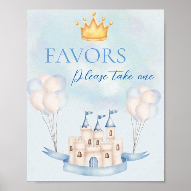 Favors FairyTale Prince Castle Krona Balloon Party Poster (Framsidan)