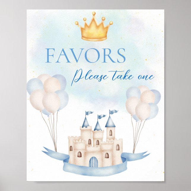Favors FairyTale Prince Castle Krona Balloon Party Poster (Framsidan)