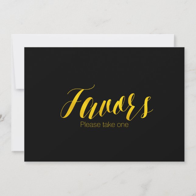 "Favors" (Faux Gold Foil Chic Bröllop-tecken) Inbjudningar (Framsida)