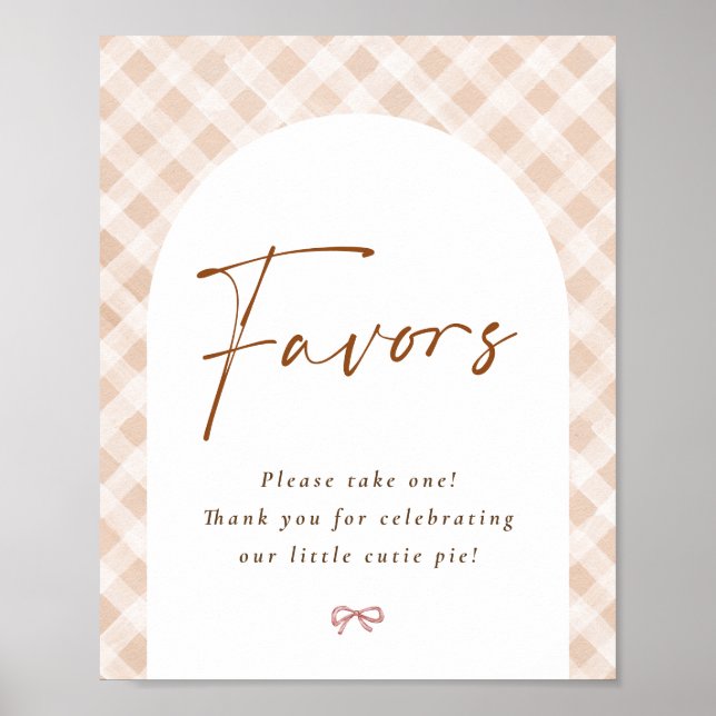 Favors Sign Cutie Pie Thanksgiving Baby Shower Poster (Framsidan)