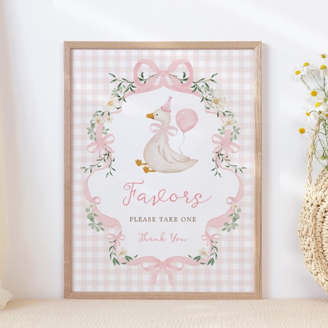 Favors Sign - Pink Bow One Silly Goose Table Sign Poster (Skapare uppladdad)