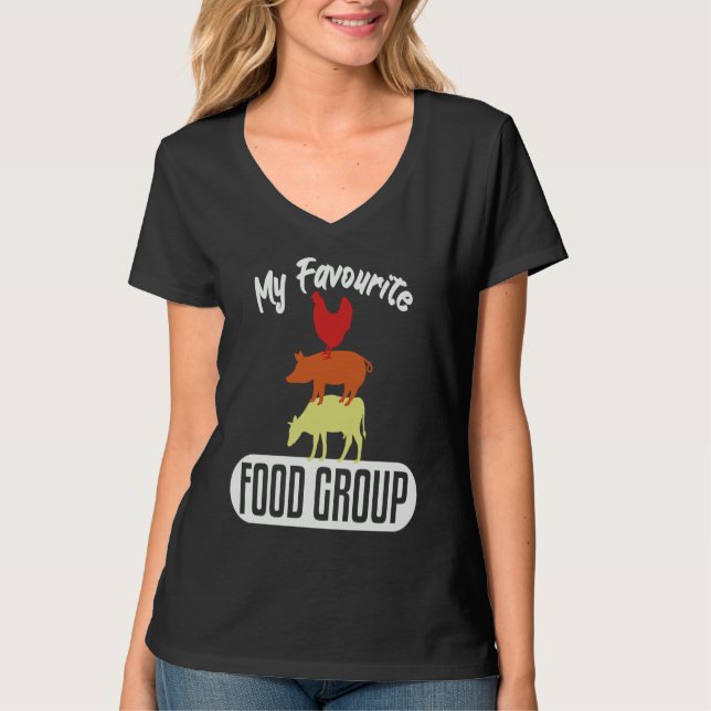 Favourite Food Group Meat Beef Butchers T Shirt (Framsida)