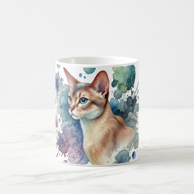Fawn Abyssinian Cat Watercolor Kaffemugg (Center)