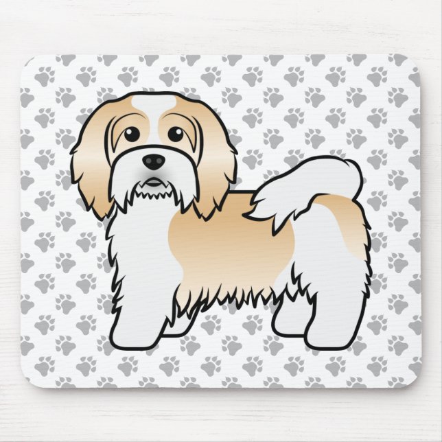 Fawn and White Havanese Cute Tecknad hund Musmatta (Framsidan)