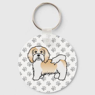 Fawn and White Havanese Cute Tecknad hund Nyckelring