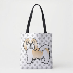 Fawn And White Havanese Söt Tecknad Hund & Tassar Tygkasse