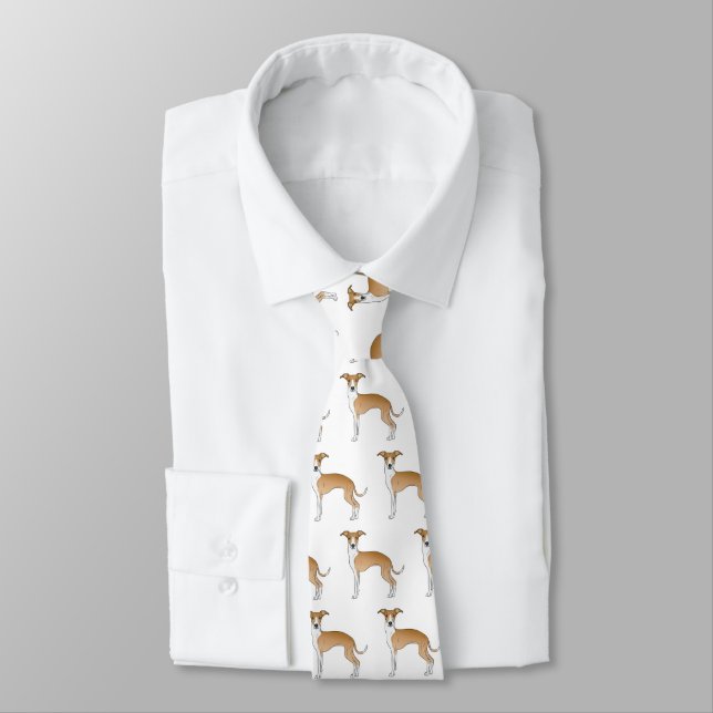 Fawn and White Italy Greyhound Cute Hund Mönster Slips (Bunden)