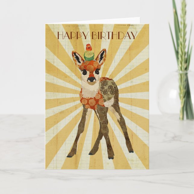FAWN & BIRD Birday Card Kort (Framsida)